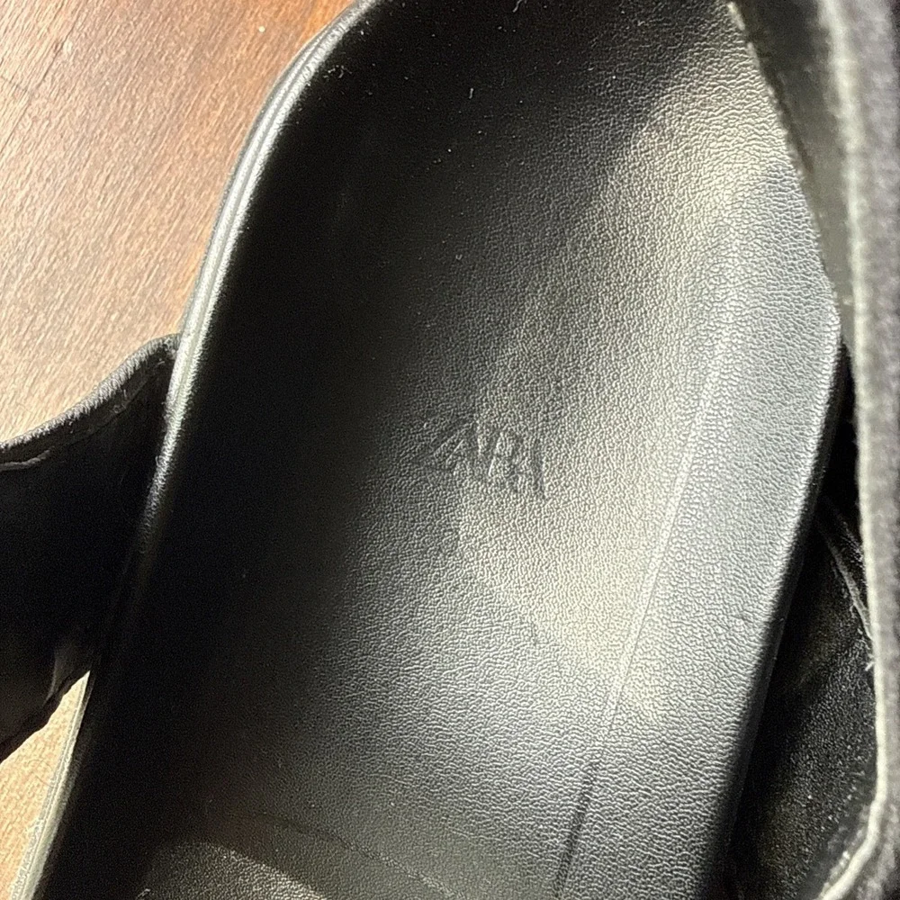 Zara Satin Women's Black Strappy Ankle Strap Sandals Hook & Loop Adjustable 38 - Picture 2 of 7